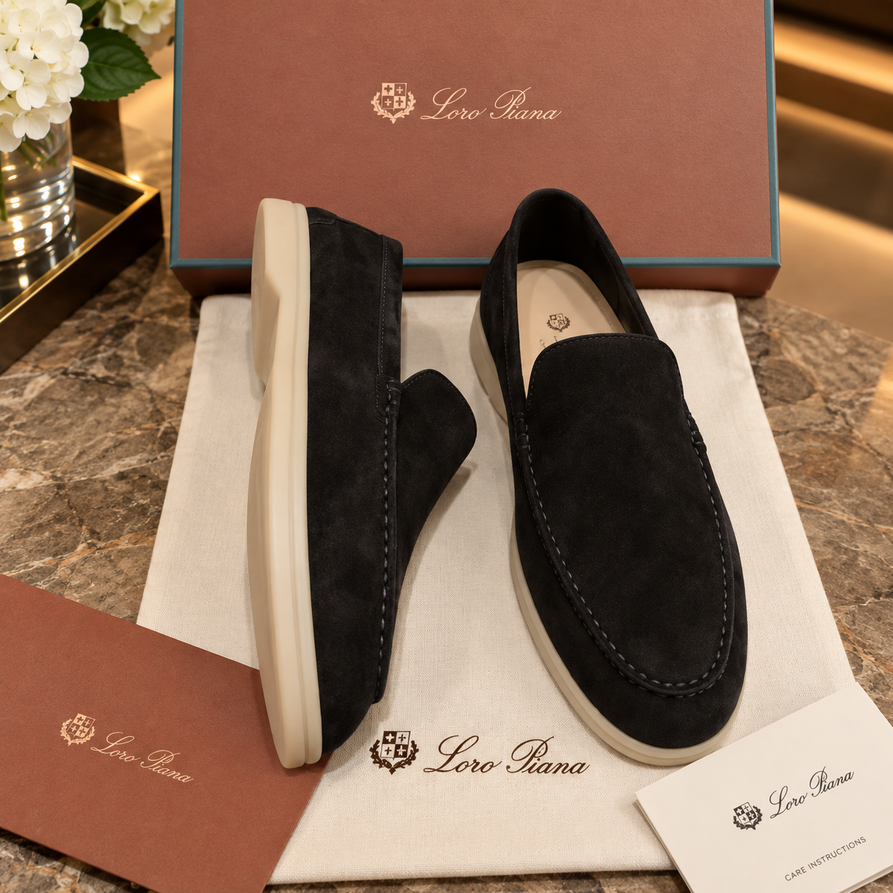 Loro Piana mocasín Summer Walk ante negro