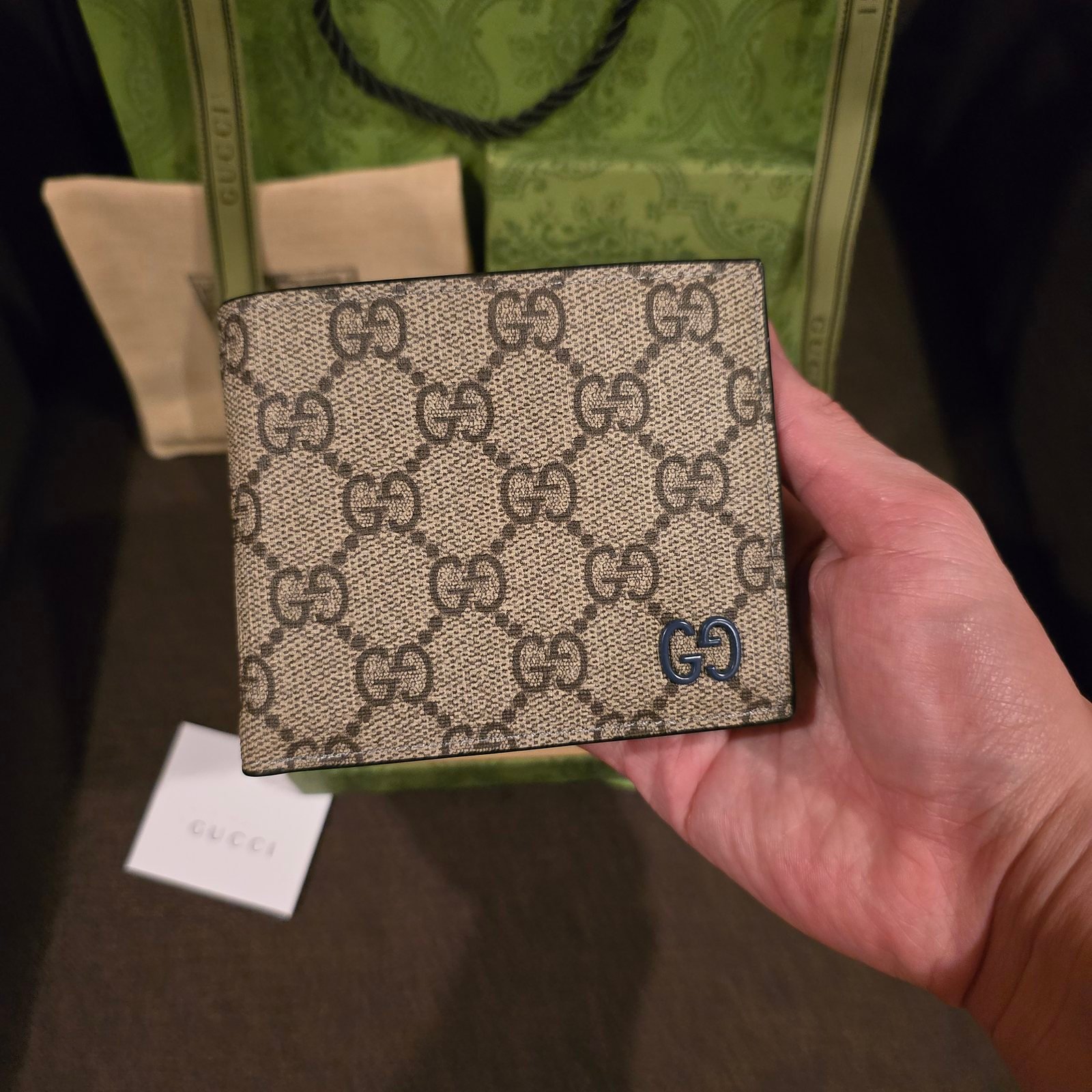 Gucci cartera lona GG Supreme con emblema Interlocking G azul - Imagen 2