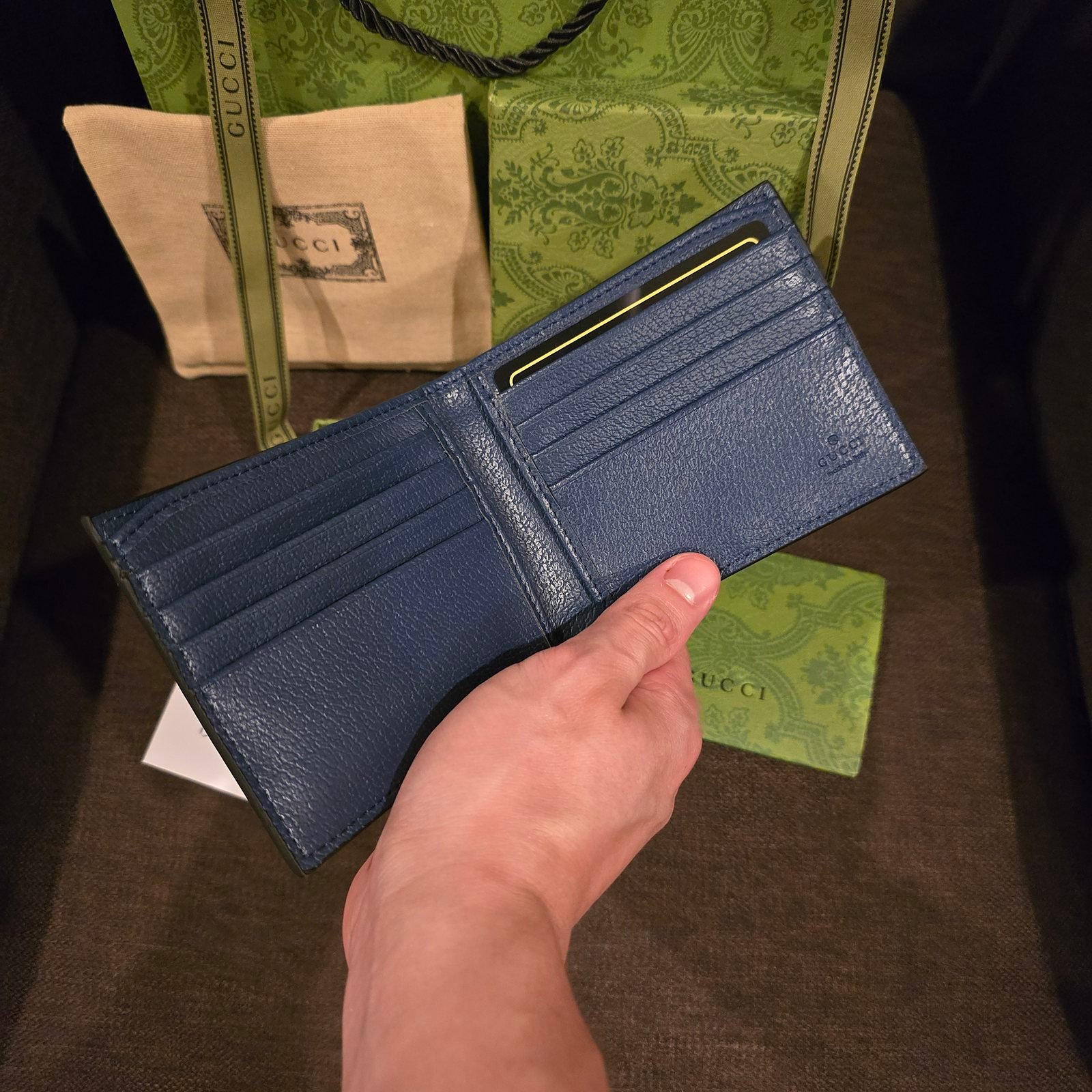 Gucci cartera lona GG Supreme con emblema Interlocking G azul - Imagen 3