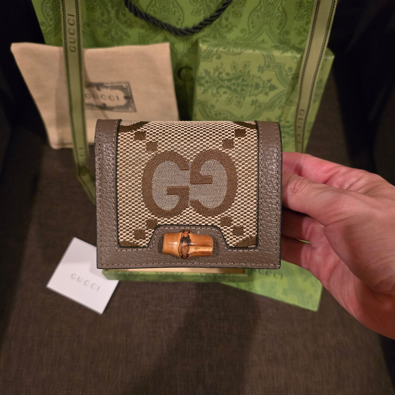 Gucci cartera lona GG Supreme con detalle de bambu - Imagen 2