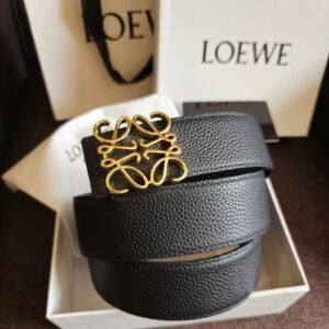 Loewe cinturón Anagrama reversible negro y azul hebilla dorada