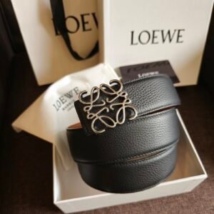 Loewe cinturón Anagrama reversible negro y avellana hebilla plateada