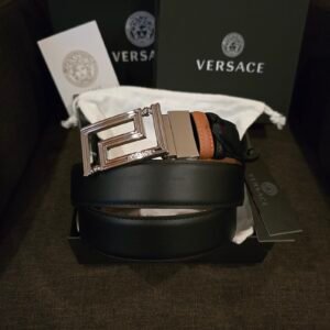 Versace cinturón Greca reversible hebilla plateada