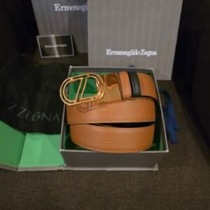 Zegna cinturón logo Z reversible avellana y negro