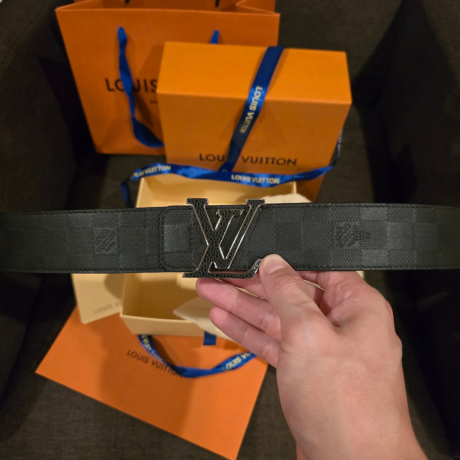 Louis Vuitton cinturón reversible Damier Graphite - Imagen 2