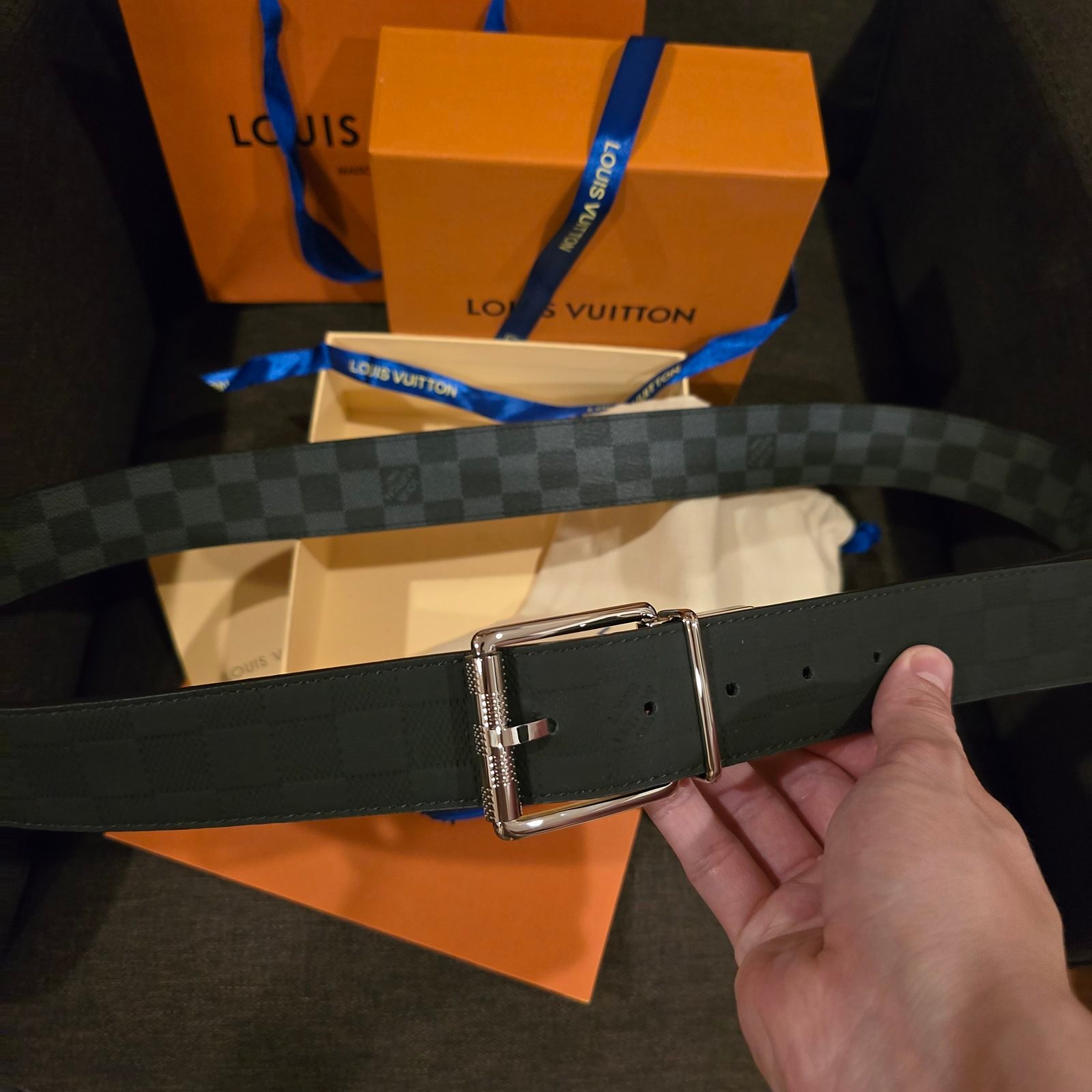 Louis Vuitton cinturón reversible Damier Graphite - Imagen 2