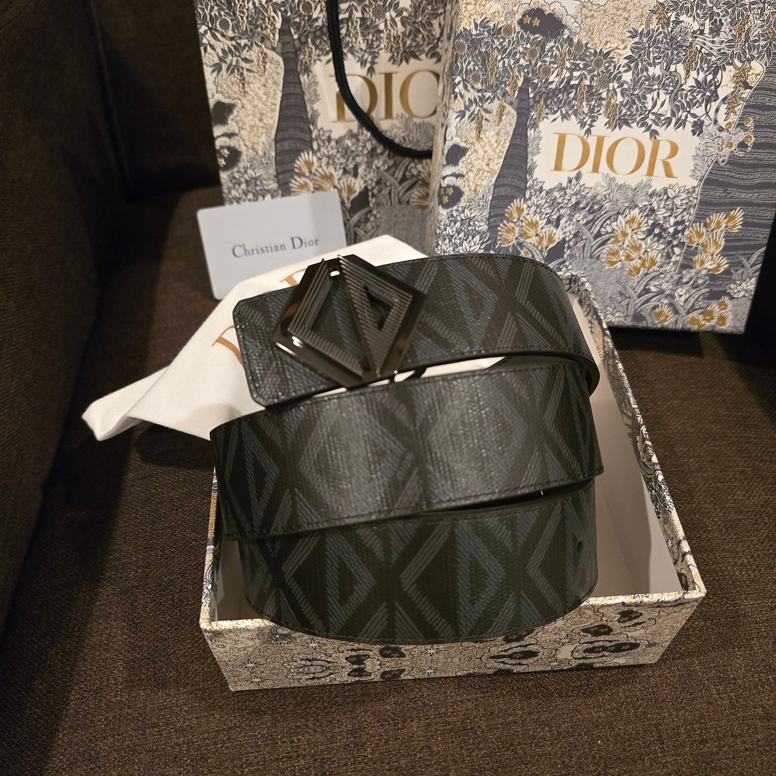 Dior cinturón reversible lona CD Diamond negra hebilla CD Diamond negra mate