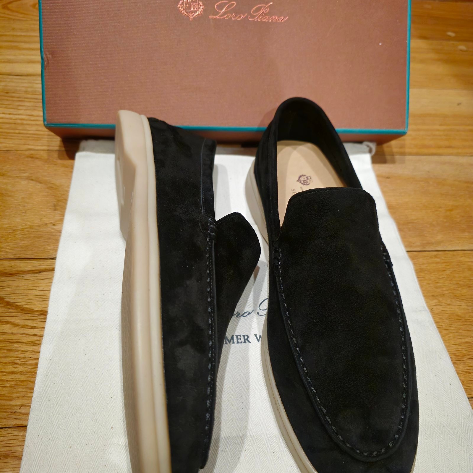 Loro Piana mocasín Summer Walk ante negro - Imagen 2